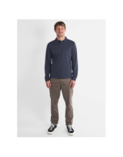 Polo texturé à manches longues naval bleu marine homme - Oxbow