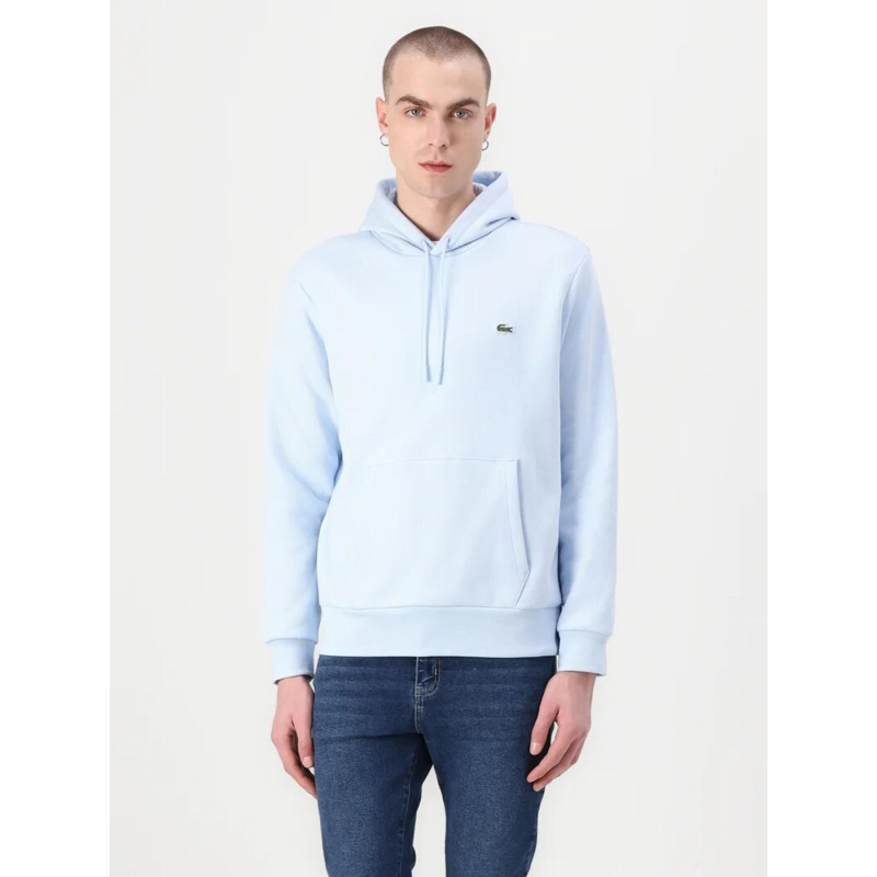 Sweat à capuche molleton bleu ciel homme - Lacoste