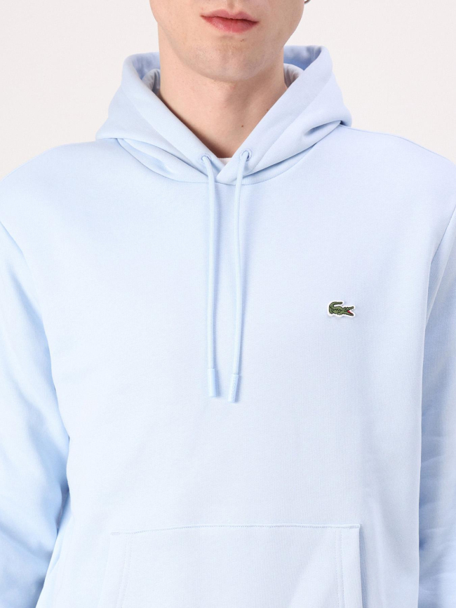 Sweat à capuche molleton bleu ciel homme - Lacoste