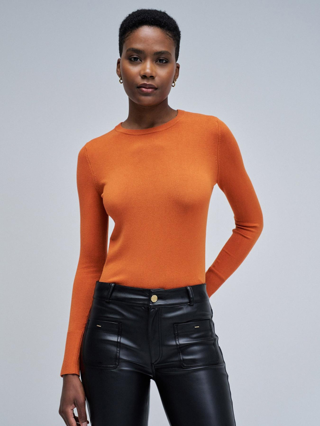 Pull à manches boutonnées basic orange femme - Salsa