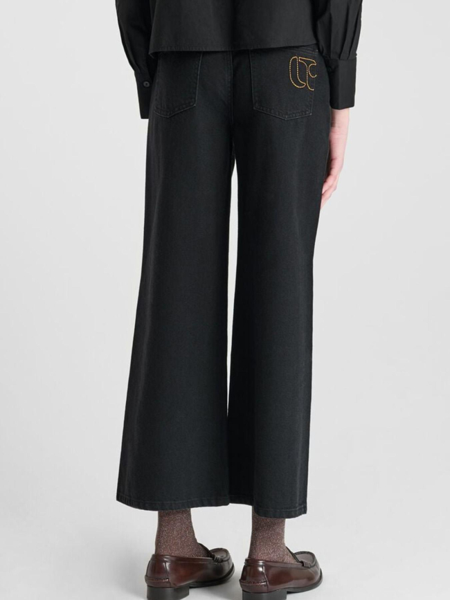 Jean wide leg taille haute alexgi noir fille - Le Temps Des Cerises