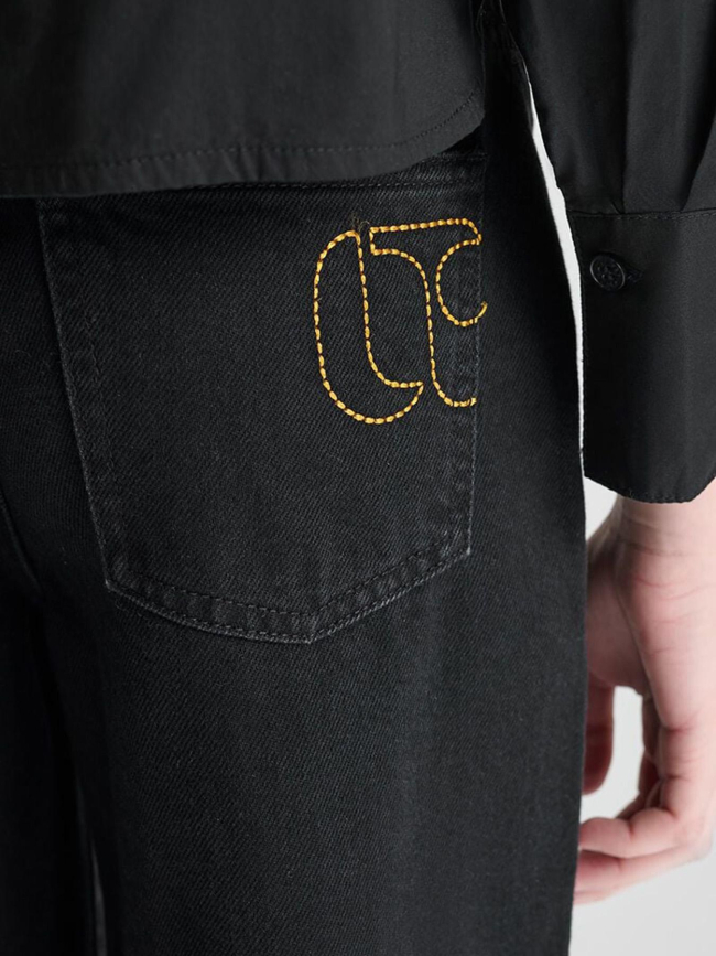 Jean wide leg taille haute alexgi noir fille - Le Temps Des Cerises