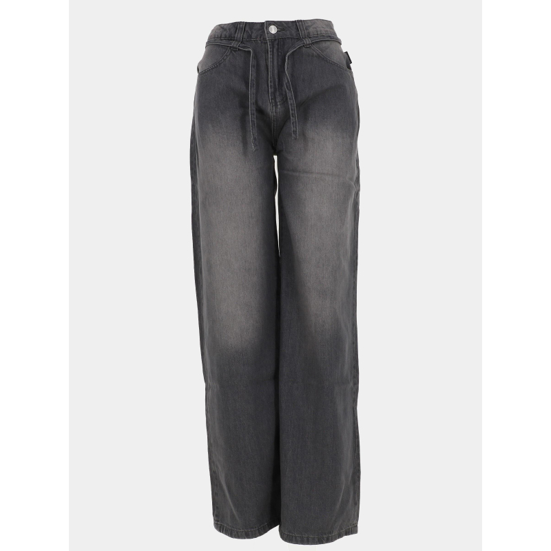 Jean wide leg taille haute alexgi gris fille - Le Temps Des Cerises