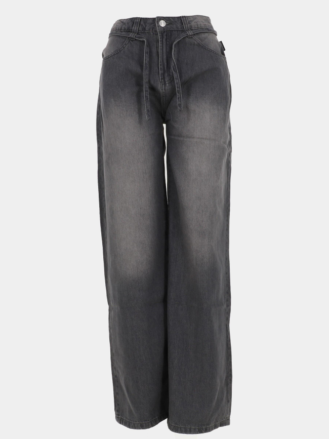 Jean wide leg taille haute alexgi gris fille - Le Temps Des Cerises