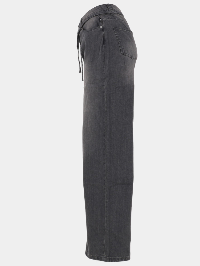 Jean wide leg taille haute alexgi gris fille - Le Temps Des Cerises