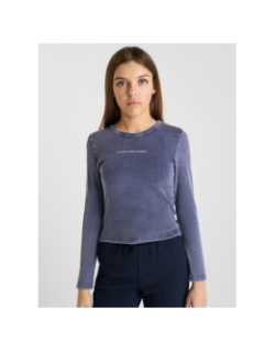 T-shirt côtelé à manches longues albingi bleu fille - Le Temps des Cerises