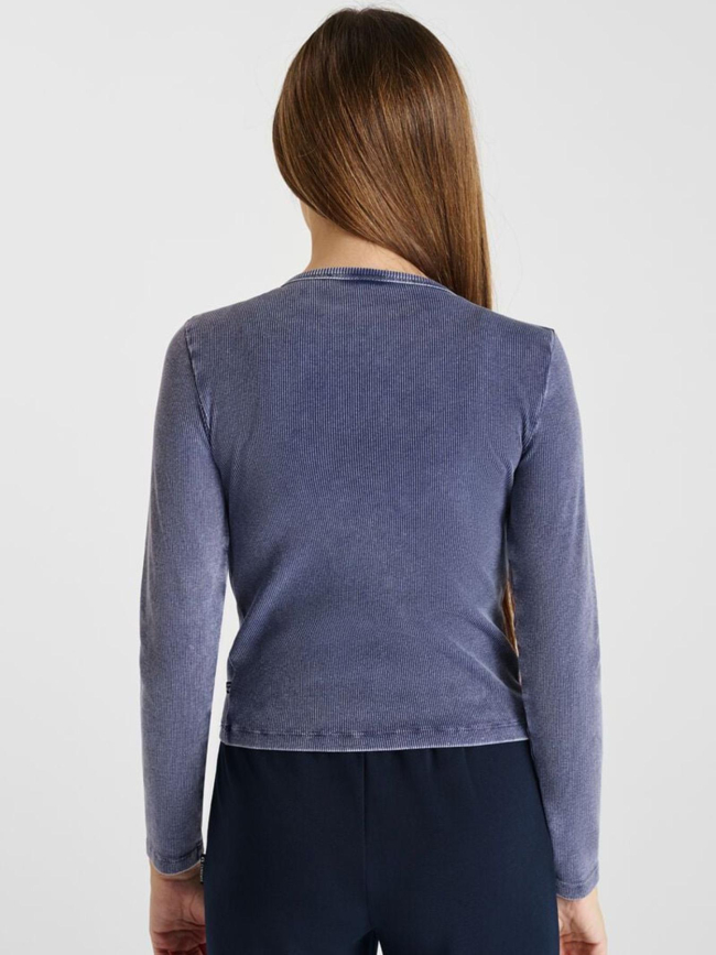 T-shirt côtelé à manches longues albingi bleu fille - Le Temps des Cerises