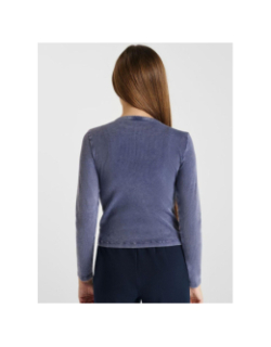 T-shirt côtelé à manches longues albingi bleu fille - Le Temps des Cerises