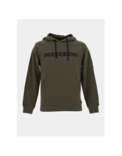 Sweat à capuche logo cadre relief kaki homme - Chabrand
