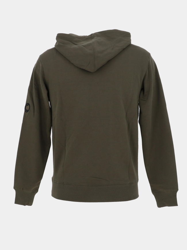 Sweat à capuche logo cadre relief kaki homme - Chabrand