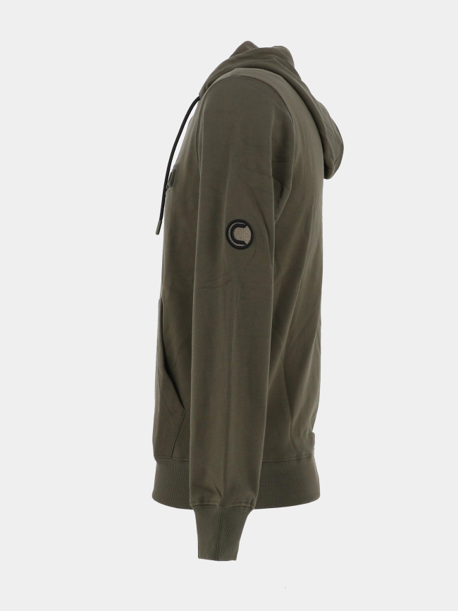 Sweat à capuche logo cadre relief kaki homme - Chabrand