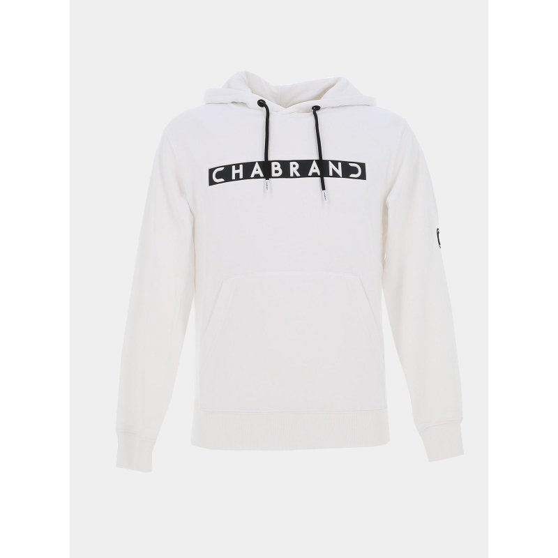 Sweat à capuche cadre logo relief blanc homme - Chabrand