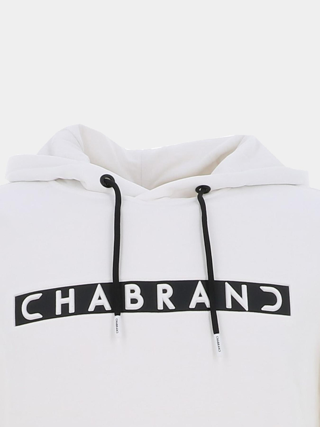 Sweat à capuche cadre logo relief blanc homme - Chabrand