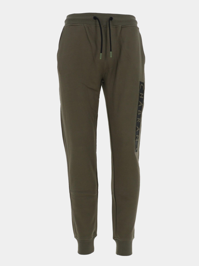 Pantalon jogging logo cadre relief vertical kaki homme - Chabrand