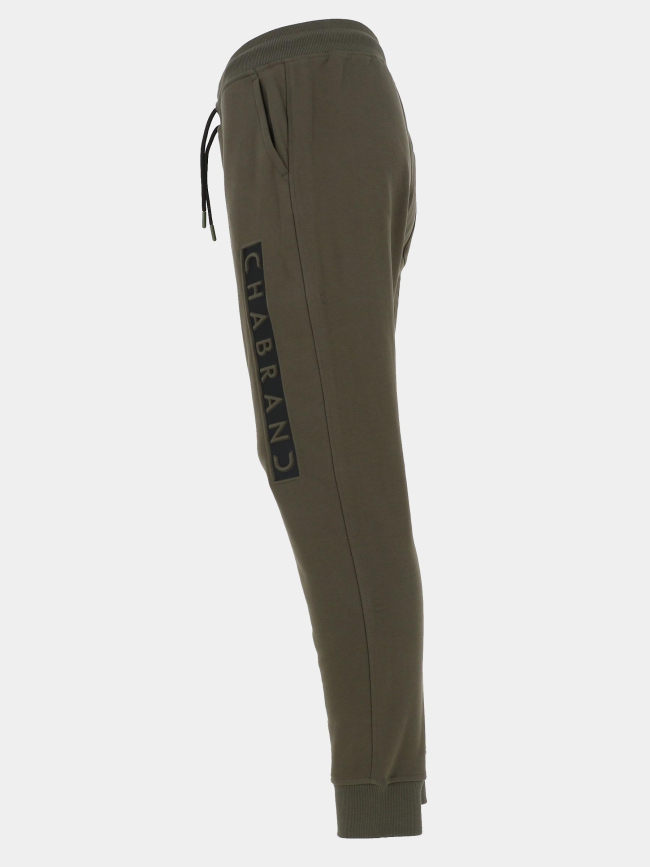 Pantalon jogging logo cadre relief vertical kaki homme - Chabrand