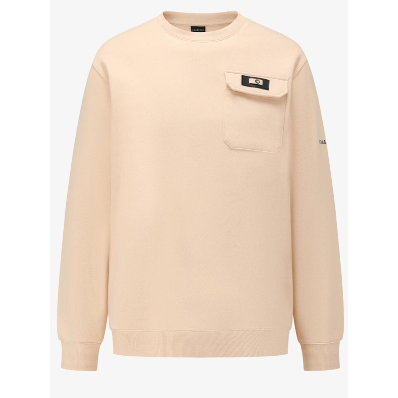 Sweat à col rond et poche plaquée beige homme - Chabrand