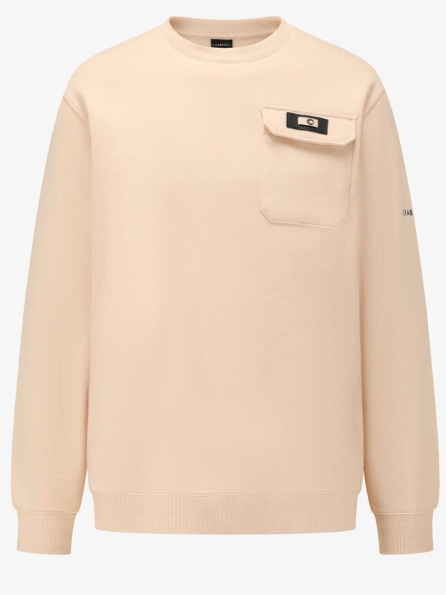 Sweat à col rond et poche plaquée beige homme - Chabrand