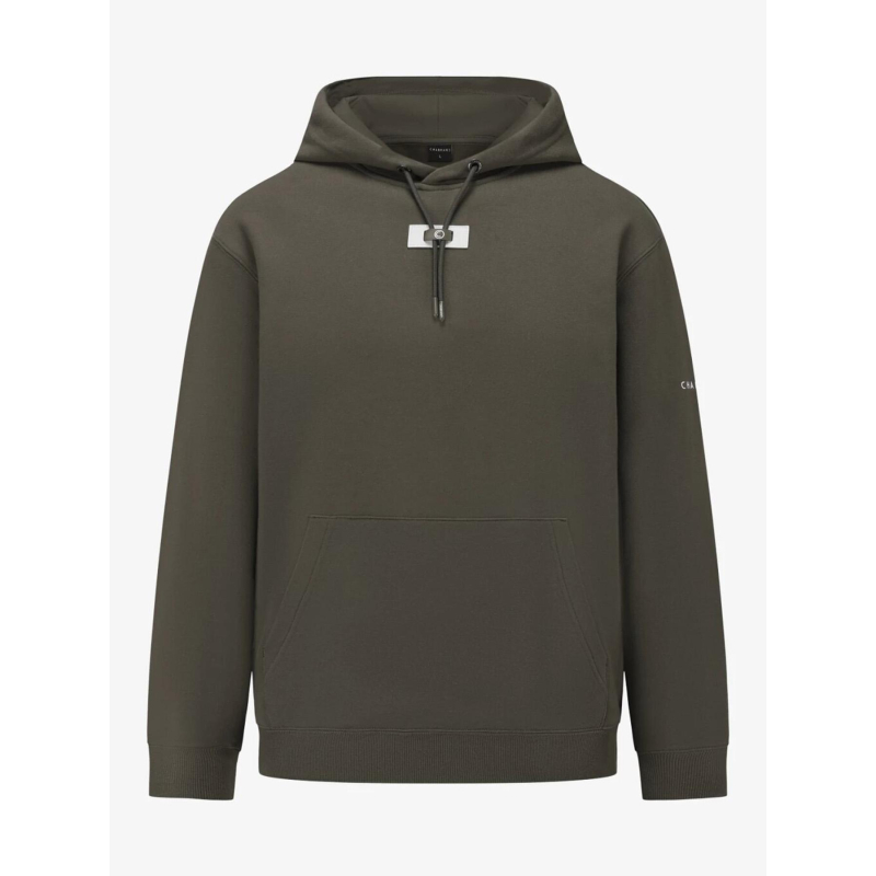 Sweat à capuche logo uni kaki homme - Chabrand