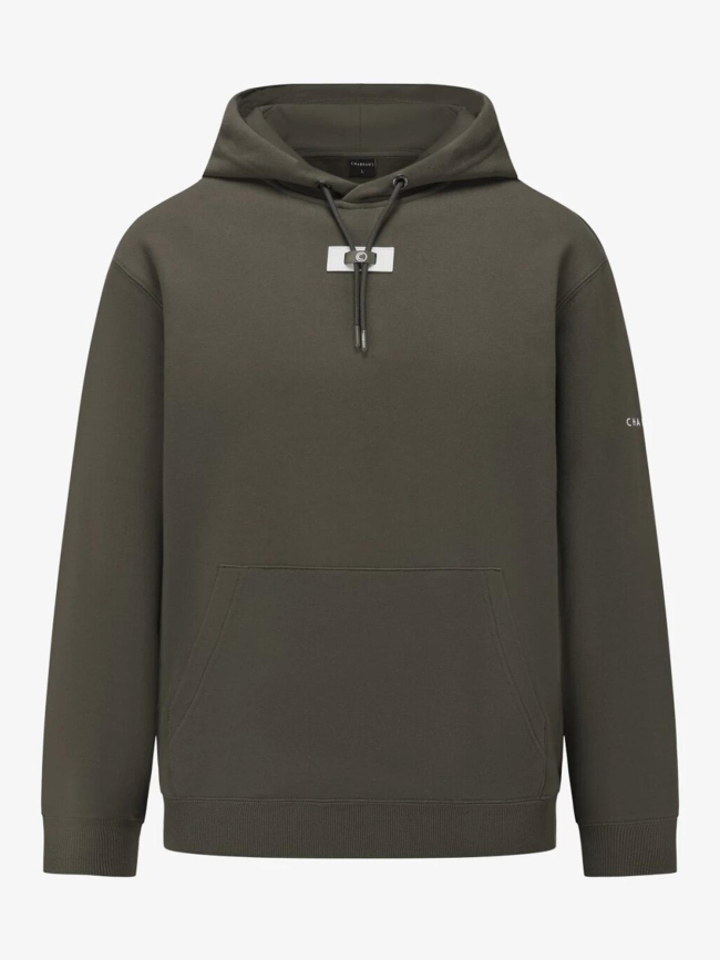 Sweat à capuche logo uni kaki homme - Chabrand