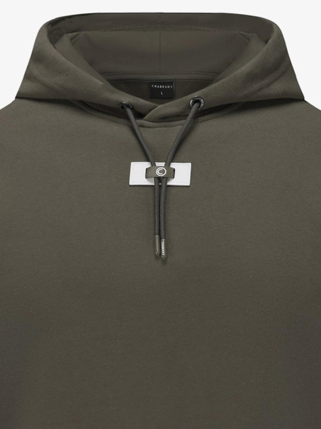 Sweat à capuche logo uni kaki homme - Chabrand