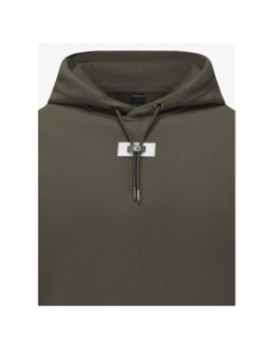 Sweat à capuche logo uni kaki homme - Chabrand