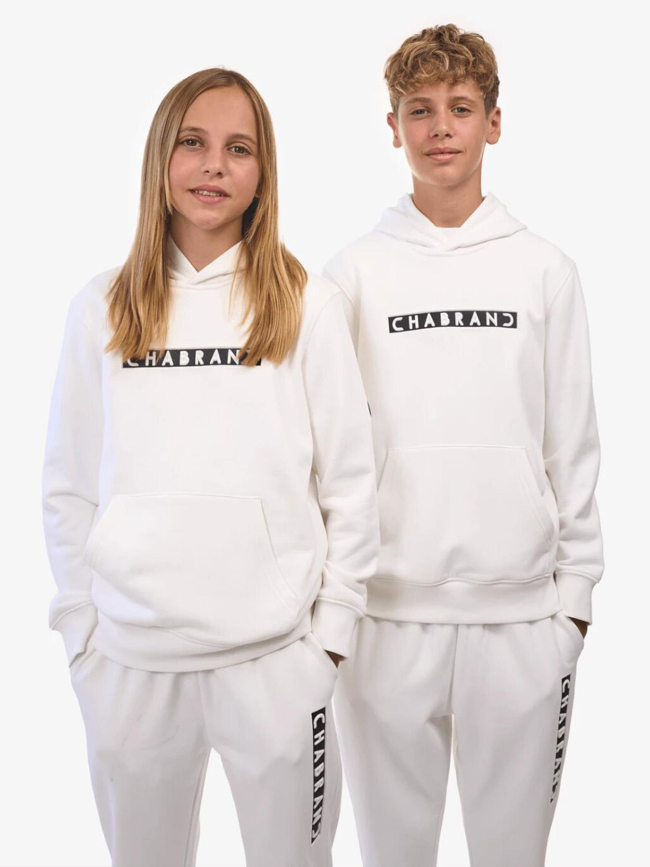 Sweat à capuche logo cadre relief blanc garçon - Chabrand