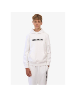 Sweat à capuche logo cadre relief blanc garçon - Chabrand