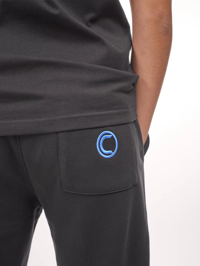 Pantalon jogging logo cadre relief bleu noir garçon - Chabrand
