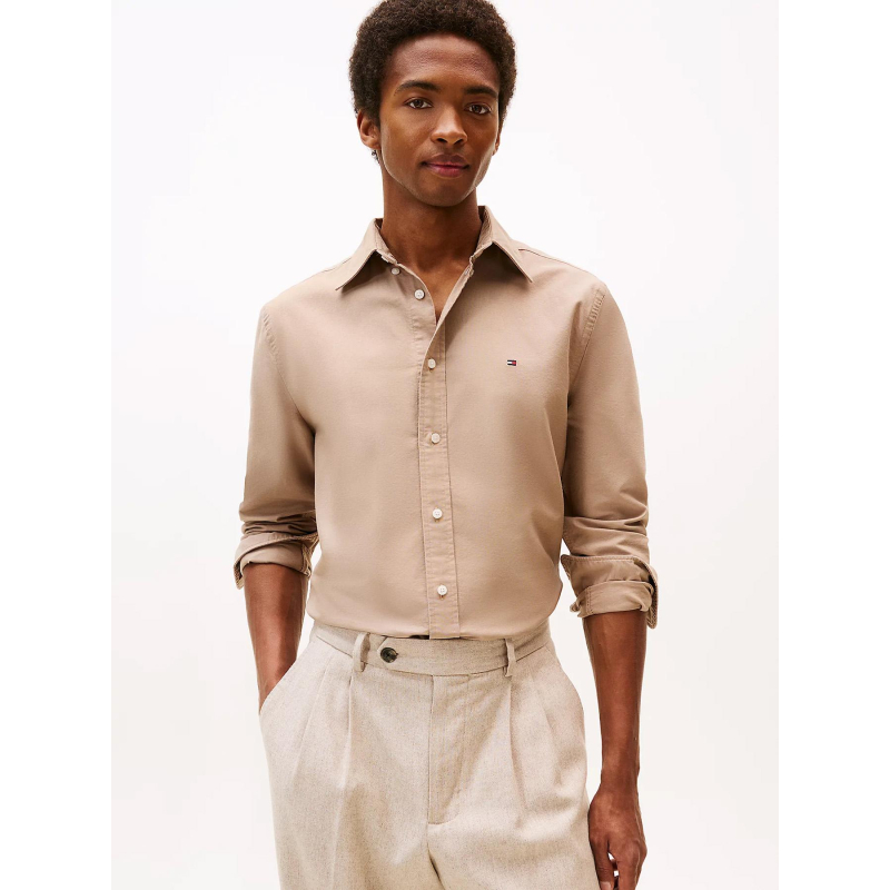 Chemise solid heritage oxford beige homme - Tommy Hilfiger