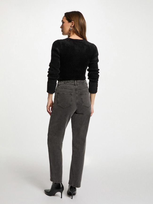 Pull en maille duveteuse moove noir femme - Morgan
