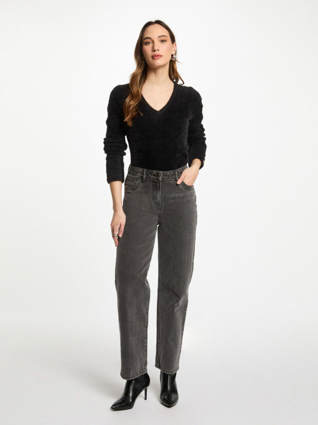 Pull en maille duveteuse moove noir femme - Morgan