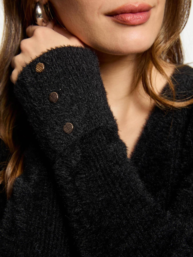 Pull en maille duveteuse moove noir femme - Morgan