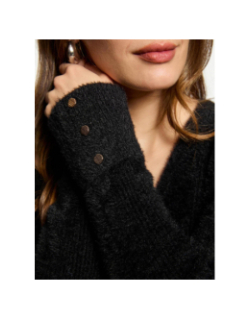 Pull en maille duveteuse moove noir femme - Morgan