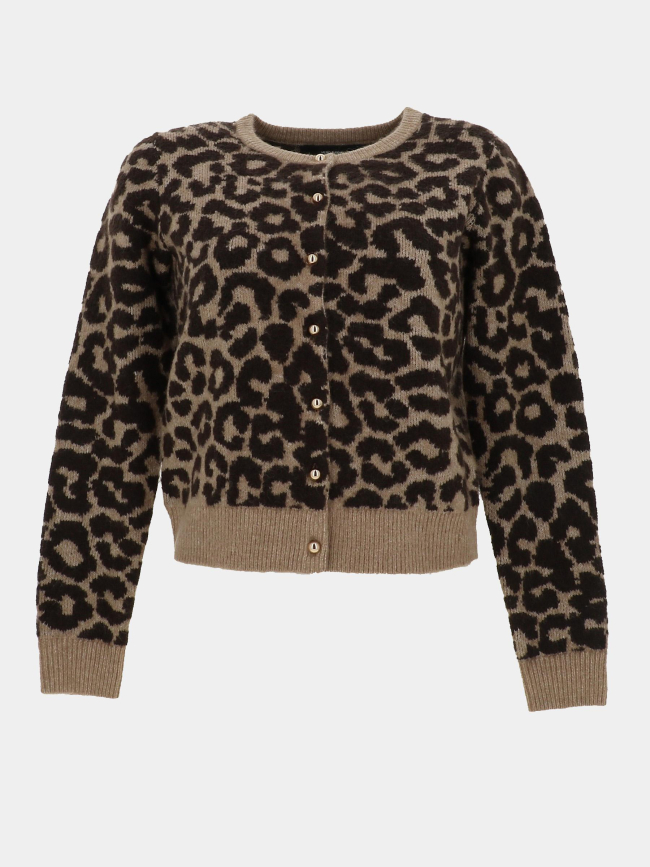 Gilet cardigan léopard newkai beige femme - Vero Moda
