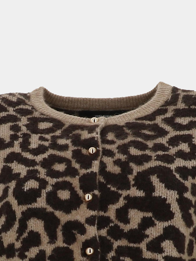 Gilet cardigan léopard newkai beige femme - Vero Moda