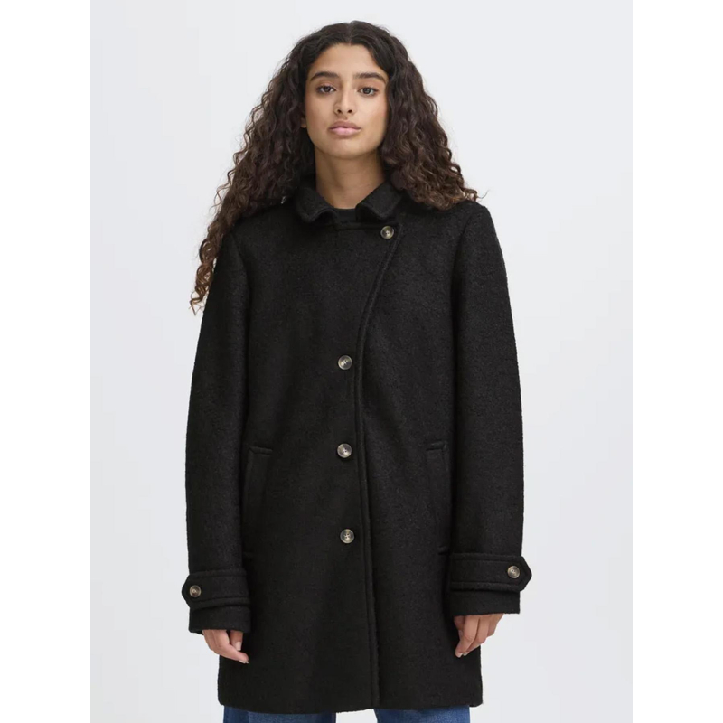 Manteau court en laine ihstipa ja8 noir femme - Ichi