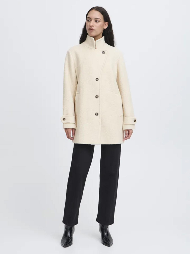 Manteau court en laine ihstipa ja8 beige femme - Ichi