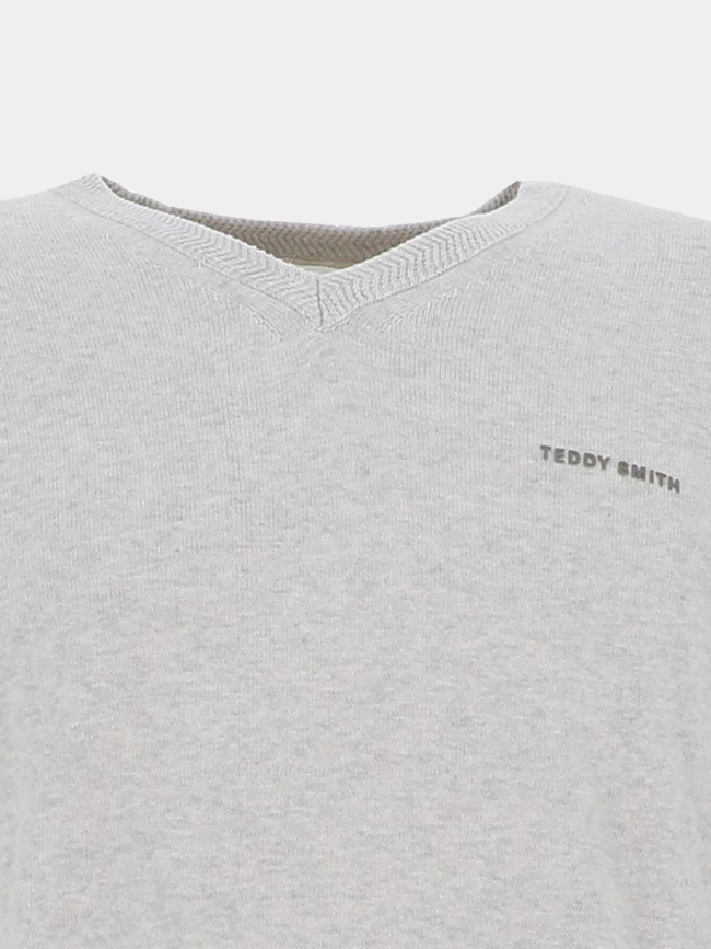 Pull col v pulser 3 gris chiné homme - Teddy Smith