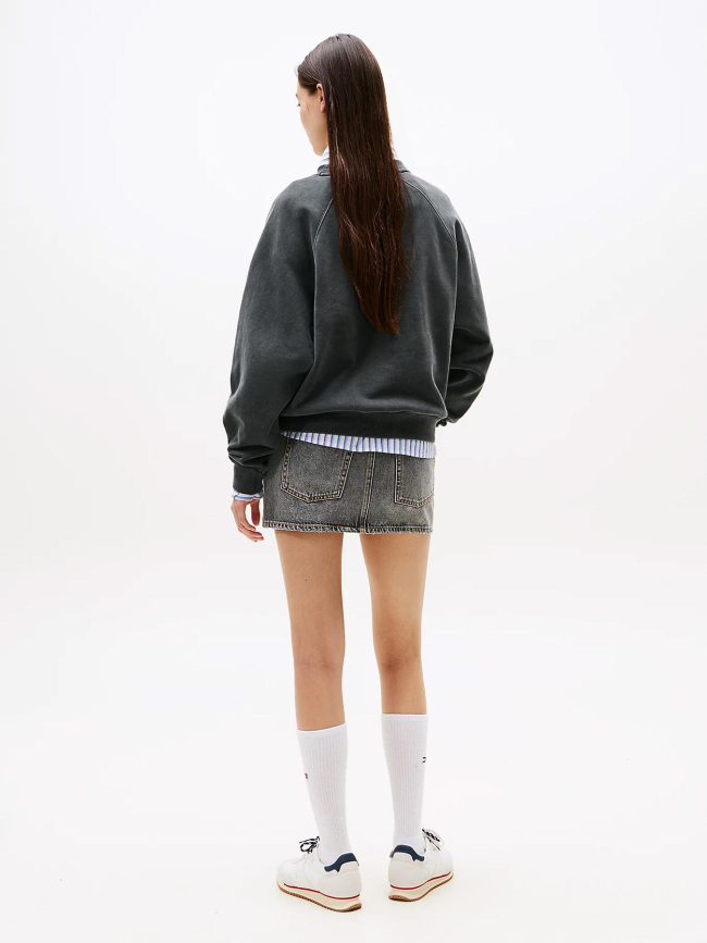 Sweat logo léopard varsity gris femme - Tommy Jeans