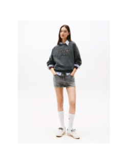 Sweat logo léopard varsity gris femme - Tommy Jeans