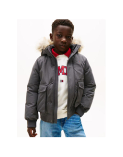 Blouson bomber  à capuche gris garçon - Tommy Hilfiger