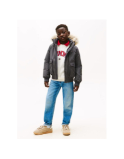 Blouson bomber  à capuche gris garçon - Tommy Hilfiger