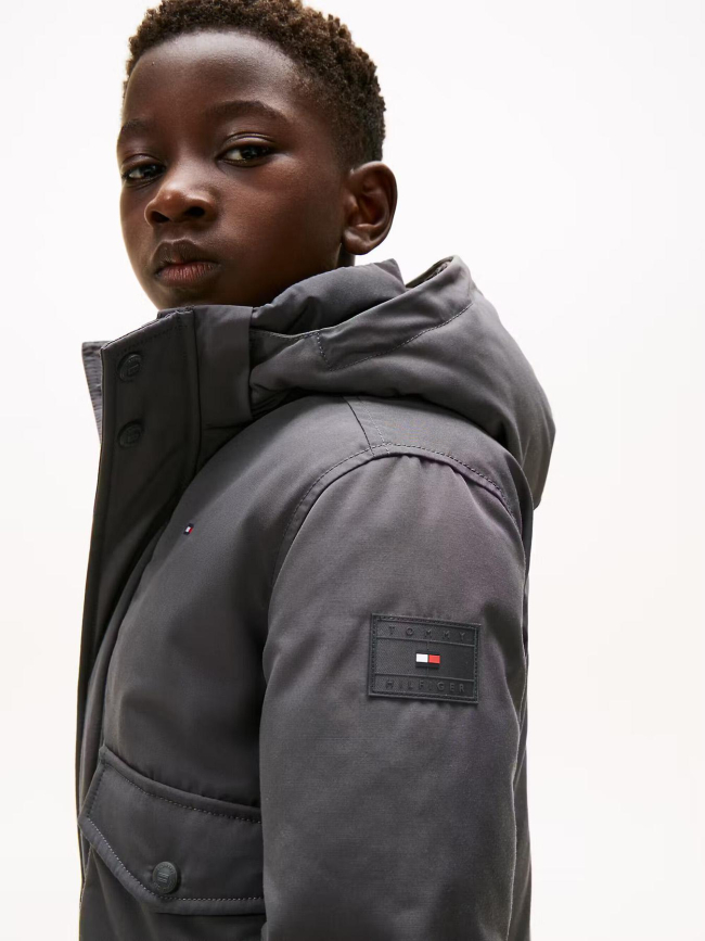 Blouson bomber  à capuche gris garçon - Tommy Hilfiger