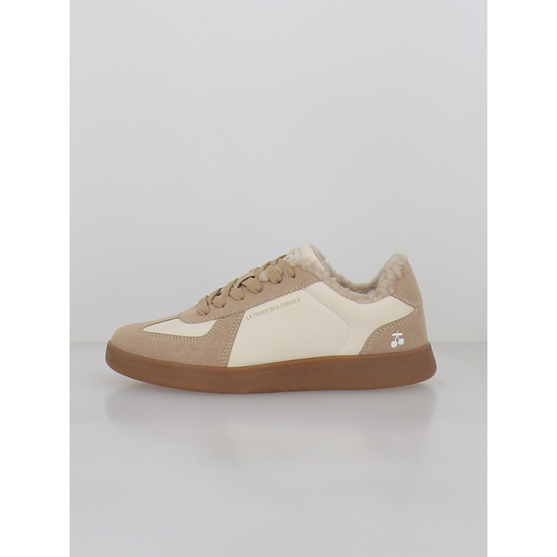 Baskets fourrées lilou wedge beige femme - Le Temps Des Cerises