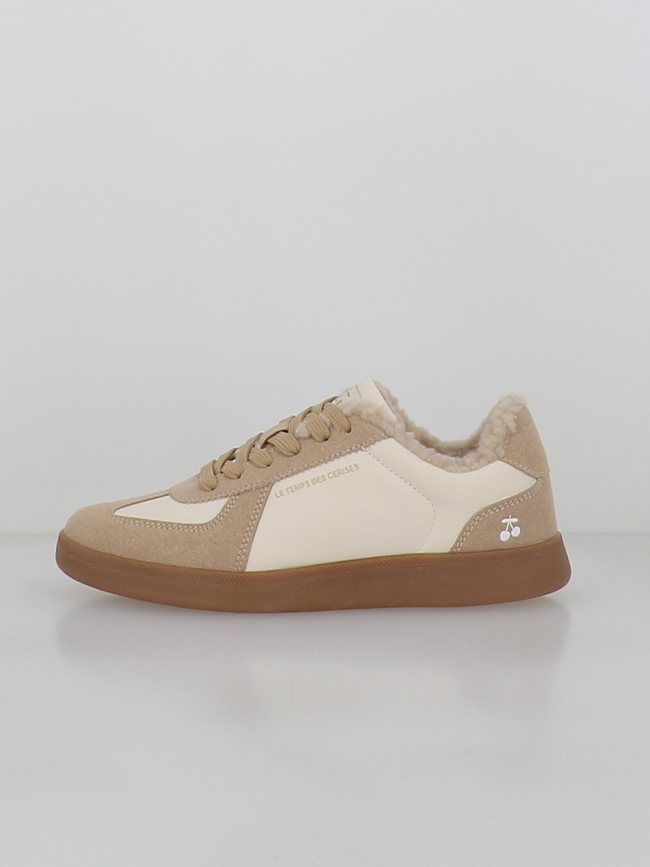 Baskets fourrées lilou wedge beige femme - Le Temps Des Cerises