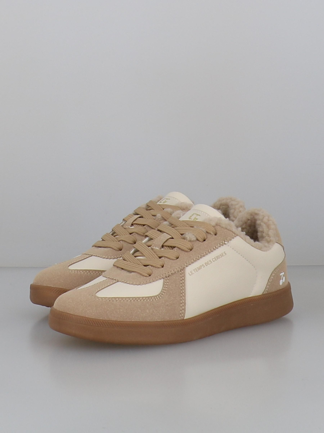 Baskets fourrées lilou wedge beige femme - Le Temps Des Cerises