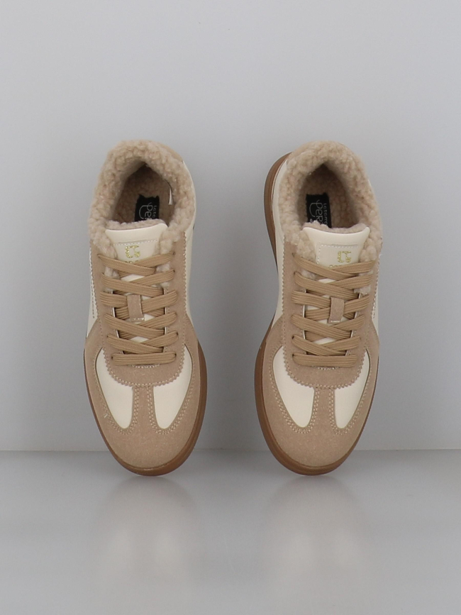 Baskets fourrées lilou wedge beige femme - Le Temps Des Cerises