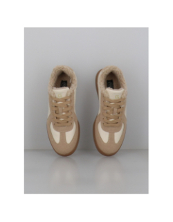 Baskets fourrées lilou wedge beige femme - Le Temps Des Cerises