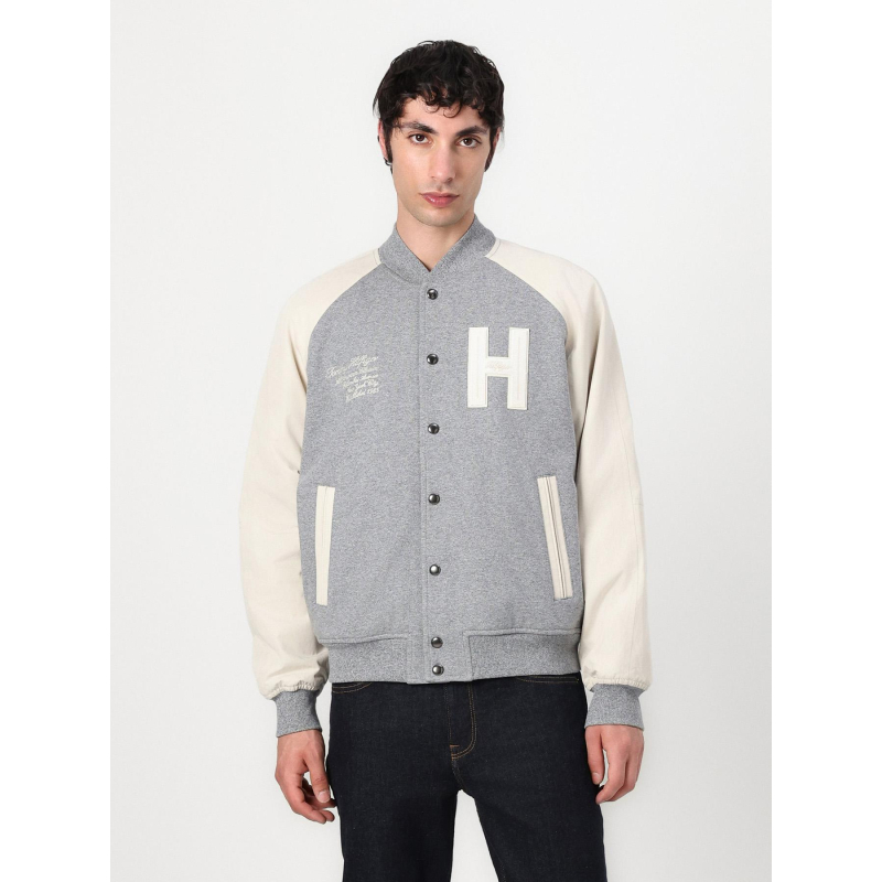Bomber universitaire athleisure décontracté gris homme - Tommy Hilfiger