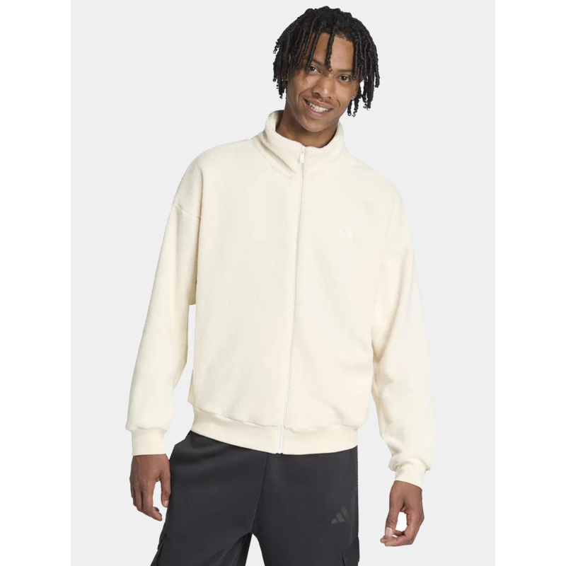 Sweat à capuche en polaire sherpa beige homme - Adidas